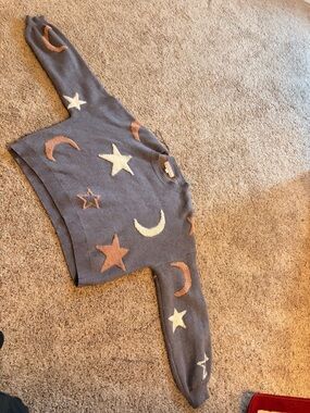 Moon & Star Knit Sweater in Slate Gray with Cream and Rust Accents